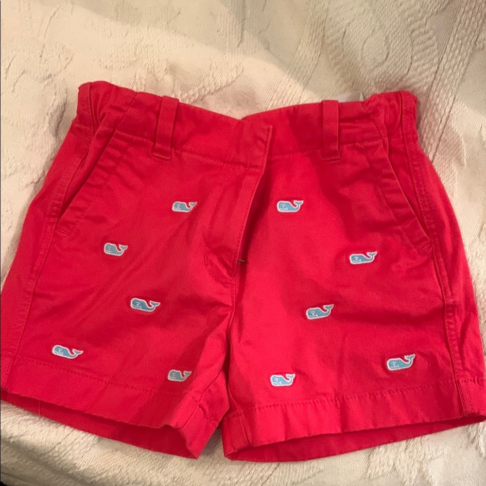 Vineyard Vines Red Kids Shorts with Whale Print